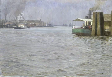 Sonntagsatmosphäre an der Elbe, St. Paul Landungsbrücke, 1901